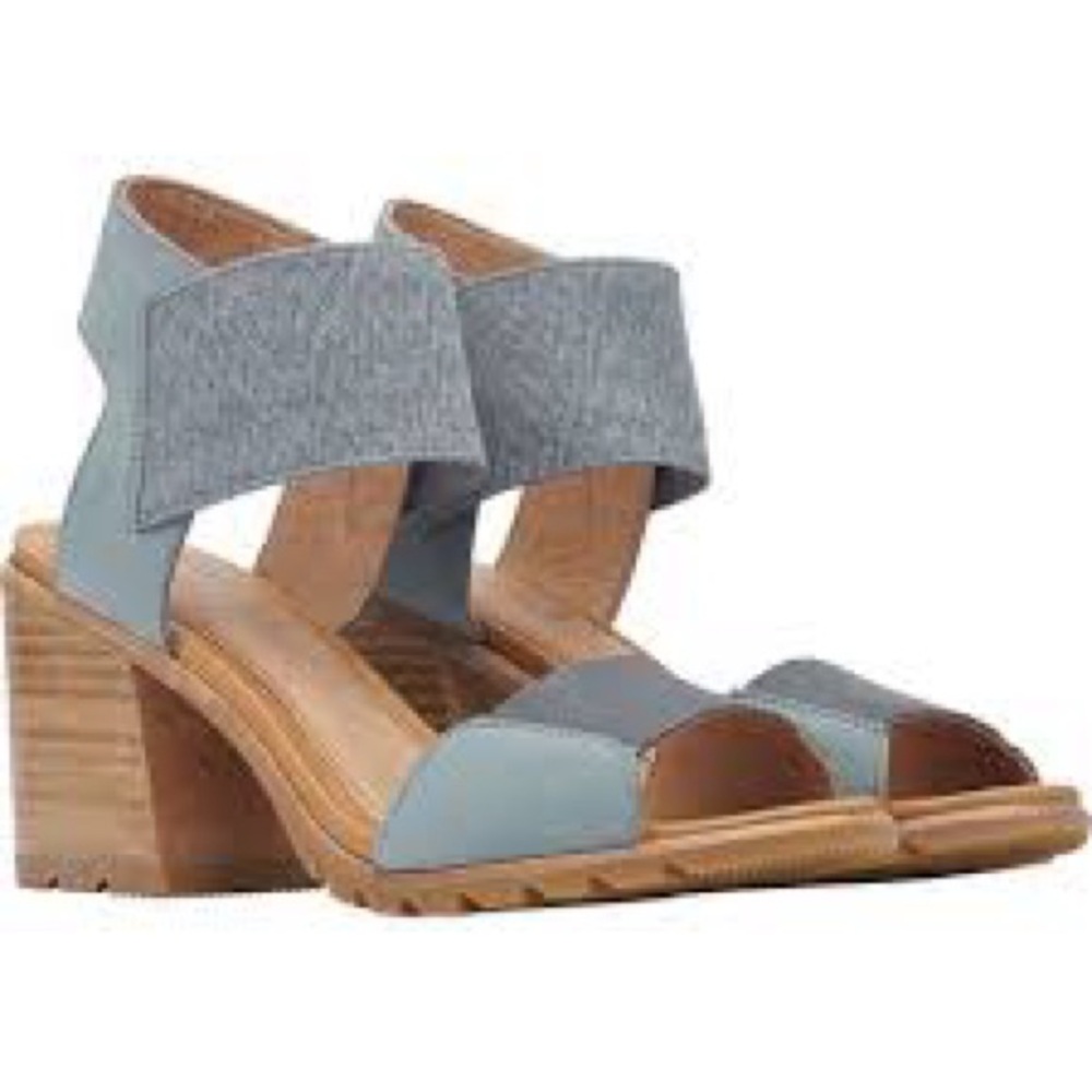 Sorel Grayish Blue, Women's Heeled Sandals. Excellent New Condition Size 6.5!